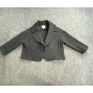 Ann Taylor Loft Jacket Womens M Dark Gray Wool Rayon 3/4‎ Sleeve Short Coat